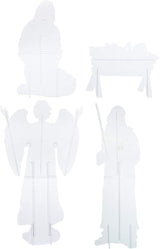 Holy Family Nativity Scene Outdoor Metal 4-Piece Set Includes Baby Jesus, Joseph, Mary & Angel. Large 45" Figures, Durable Anti-Rust, Flat All Metal with Sturdy 3-Prong Stakes THREE KINGS GIFTS THE ORIGINAL GIFTS OF CHRISTMAS