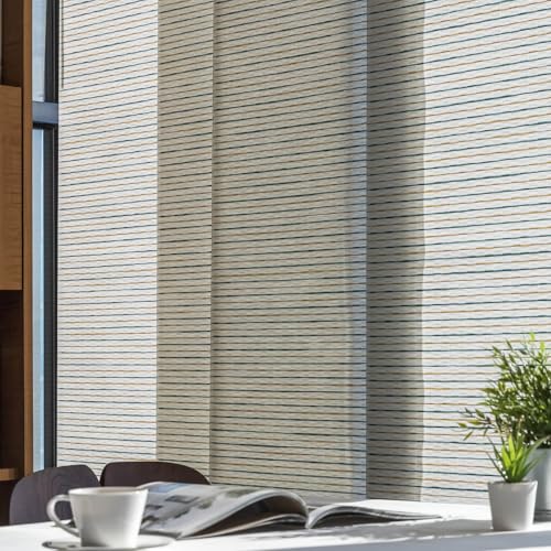 GoDear Design Adjustable Sliding Panel Track Room Dividers 45.8"- 86" W x 96" H, Extendable Vertical Blinds for Sliding Glass Doors Windows Wall Partitions, Trimmable Fabric Panel Curtains, Serenity GoDear Design