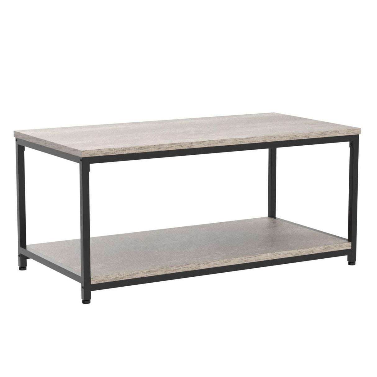 Yaheetech 39.5" 2-Tier Coffee Table with Storage Shelve, Industrial Gray Coffee Table, Easy Assembly, Wooden Coffee Table for Living Room & Small Space, Gray Yaheetech