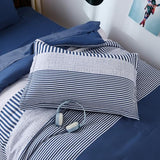 Cottolester Twin Size Comforter Navy Blue Striped Comforters for Boys&Girls,7 Pieces Bed in A Bag Simple Neutral-Style Bedding Sets for Kids Teen Cottolester