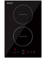 Empava Electric Stove Induction Cooktop Vertical with 2 Burners Vitro Ceramic Smooth Surface Glass in Black 120V, 12 Inch Empava