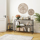 Hoctieon Industrial Console Table, 3 Tier Entryway Table, Hallway Table, Narrow Sofa Table with Shelves, Entrance Table for Entryway, Rustic Brown&Black Hoctieon