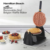 Hamilton Beach Belgian Waffle Maker with Removable PFAS-Free Durathon Nonstick Coated Plates, Easy Flip, Ceramic Grids, Black (26031) Hamilton Beach