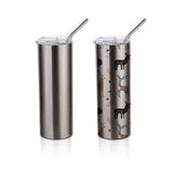 PYD Life Sublimation Blanks Skinny Tumbler Cups Silver 20 OZ Stainless Steel Straight Tumbler with Metal Straw for Tumbler Heat Press Sublimation Oven Printing 4 Pack PYD Life