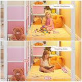 VIAGDO Low Loft Bed Twin Size with 9 Storage Drawers, Bookcase and LED Lights, Metal Kids Loft Bed with Wide Staircase, Open Shelves and Safety Guardrail, Twin Loft Bed with Under-Bed Playhouse, White VIAGDO