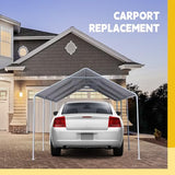 Wesnoy 12 x 20 ft Heavy Duty Canopy Replacement Cover Waterproof Carport Garage Car Shelter Tarp Tent for Car Canopy with 50 Ball Bungees, Only Top Cover, Frame is Not Included Wesnoy