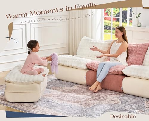 Hobestluk Sofa Couch Foam Sofa for Small Spaces Comfy Sofas with Footrest Couch Recliner Small Sofas for Living Room, Bedroom, Apartment (White)