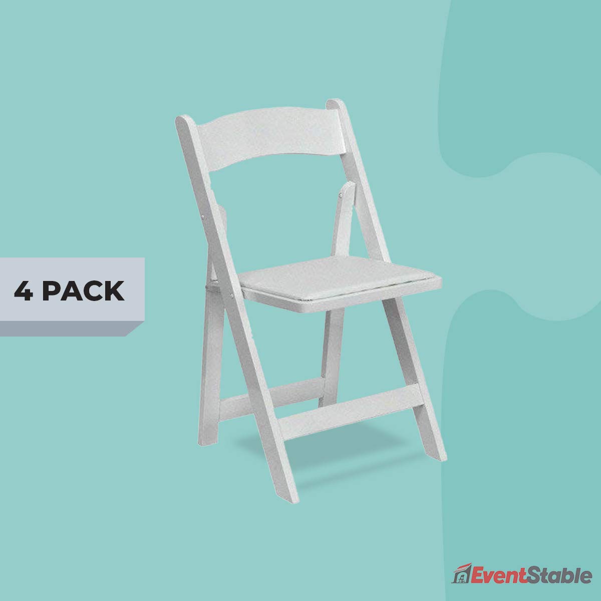 EventStable Titan Series Wood Folding Chair - White Indoor/Outdoor Lightweight Folding Chair - Vinyl Padded Folding Chair for Weddings Events - 4-Pack - WoodArtSupply