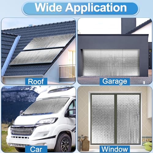 Garage Door Insulation Kit 16P Double Bubble Window Heat Insulation Panels, 6MM 24" x 54" Reflective Aluminum Foil Summer/Winter Barrier Insulation Sheets with 120 Adhesive Tapes for Garage Attic Wall ToLanbbt