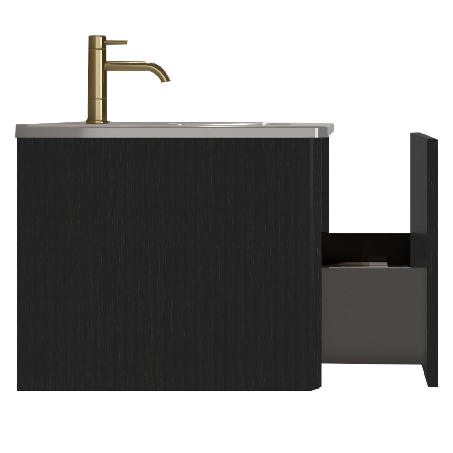 YSJZYBF 30" Bathroom Vanity Sink Combo Single Sink Wall Mounted Bathroom Cabinet with Ceramic Sink Modern Bathroom Sink Cabinet with Soft Close Drawers, Black