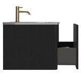 YSJZYBF 30" Bathroom Vanity Sink Combo Single Sink Wall Mounted Bathroom Cabinet with Ceramic Sink Modern Bathroom Sink Cabinet with Soft Close Drawers, Black YSJZYBF