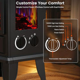 BLITZHOME Electric Fireplace Heater 18'', 3D Realistic Flame, Thermostat Control, 2 Heating Mode 750/1500W, Safety Protection, Freestanding Portable Fire Places Stove for Home Indoor, Small Space BLITZHOME