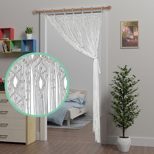 Atsweetlife Macrame Curtain Handmade Boho Doorway Curtains,Backdrop Panel Hippie Door Hanging Wedding Decor Curtain Divider Bohemian Cover Bedroom (Natural, 90×200cm/35×79in, Gradient) Atsweetlife