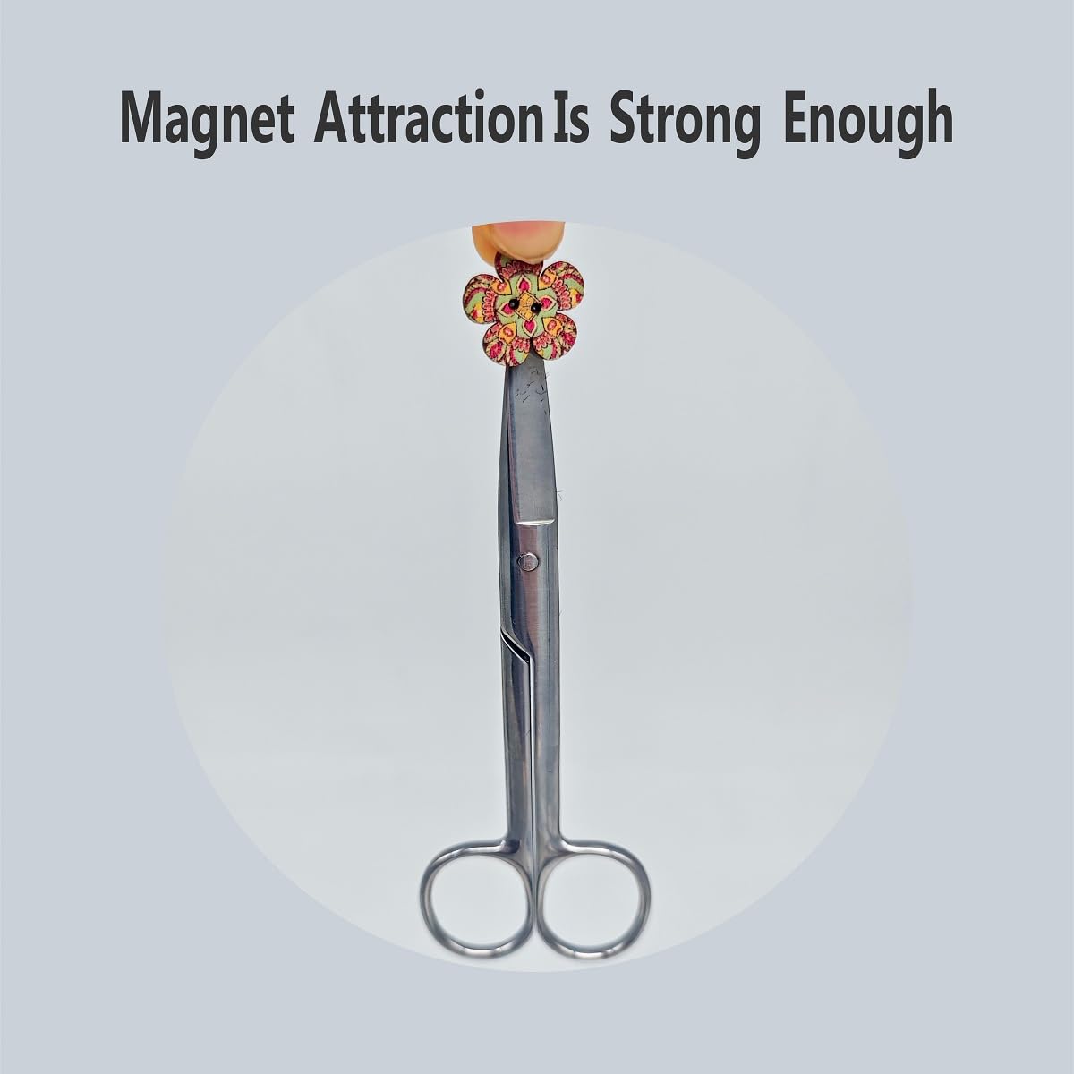 4 Pieces Retro Painted Small Flowers Needle Minder，Magnetic Pin Holder for Cross Stitch, Needlework and Embroidery Accessories，Magnetic Needle Nanny WoodArtSupply