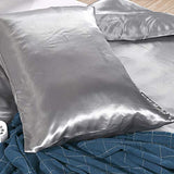 Erosebridal Hotel Grey Duvet Cover Twin/Single Silk Like Satin Bedding Set Summer Reversible Quilt Comforter Cover Honeymoon Sexy Luxury Soft Lightweight Brushed Bedspreads for Farmhouse Room Decor Erosebridal