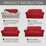 Easy-Going Stretch Sofa Slipcover 1-Piece Sofa Cover Furniture Protector Couch Soft with Elastic Bottom for Kids, Polyester Spandex Jacquard Fabric Small Checks (Sofa, Christmas Red) Easy-Going