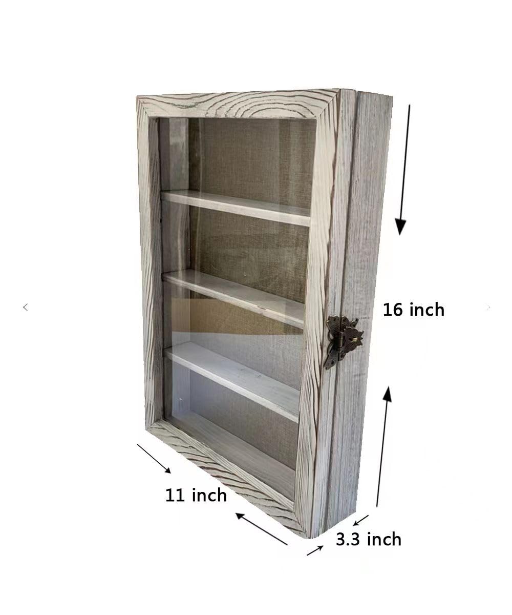 WANLIAN Shadow Box Frame with Acrylic 11x16“ Wooden Shadow Box Display Case with 3 Detachable Shelves & Linen Back, Wall-Mounted Deep Display Box Picture Frame for Photos Memorabilia (White) WANLIAN