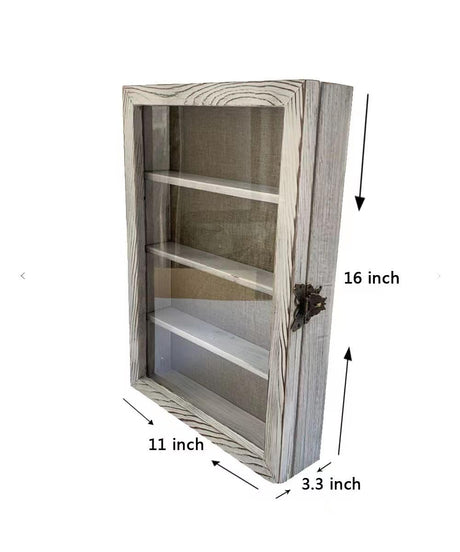 WANLIAN Shadow Box Frame with Acrylic 11x16“ Wooden Shadow Box Display Case with 3 Detachable Shelves & Linen Back, Wall-Mounted Deep Display Box Picture Frame for Photos Memorabilia (White) WANLIAN