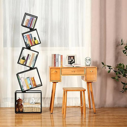 Asuli 5-Tier Modern Black Bookshelf - 67" Stylish Storage Solution for Books and Decor - WoodArtSupply