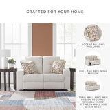 Signature Design by Ashley Danum Modern Tufted Manual Reclining Loveseat with 2 Accent Pillows, Beige Signature Design by Ashley