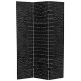 Red Lantern 6 ft. Tall Double Sided Black Crocodile Print Canvas Room Divider 3 Panel Freestanding Folding Privacy Screen Partition and Separator for Modern and Contemporary Bedroom Home Office Studio Red Lantern