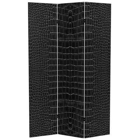 Red Lantern 6 ft. Tall Double Sided Black Crocodile Print Canvas Room Divider 3 Panel Freestanding Folding Privacy Screen Partition and Separator for Modern and Contemporary Bedroom Home Office Studio Red Lantern
