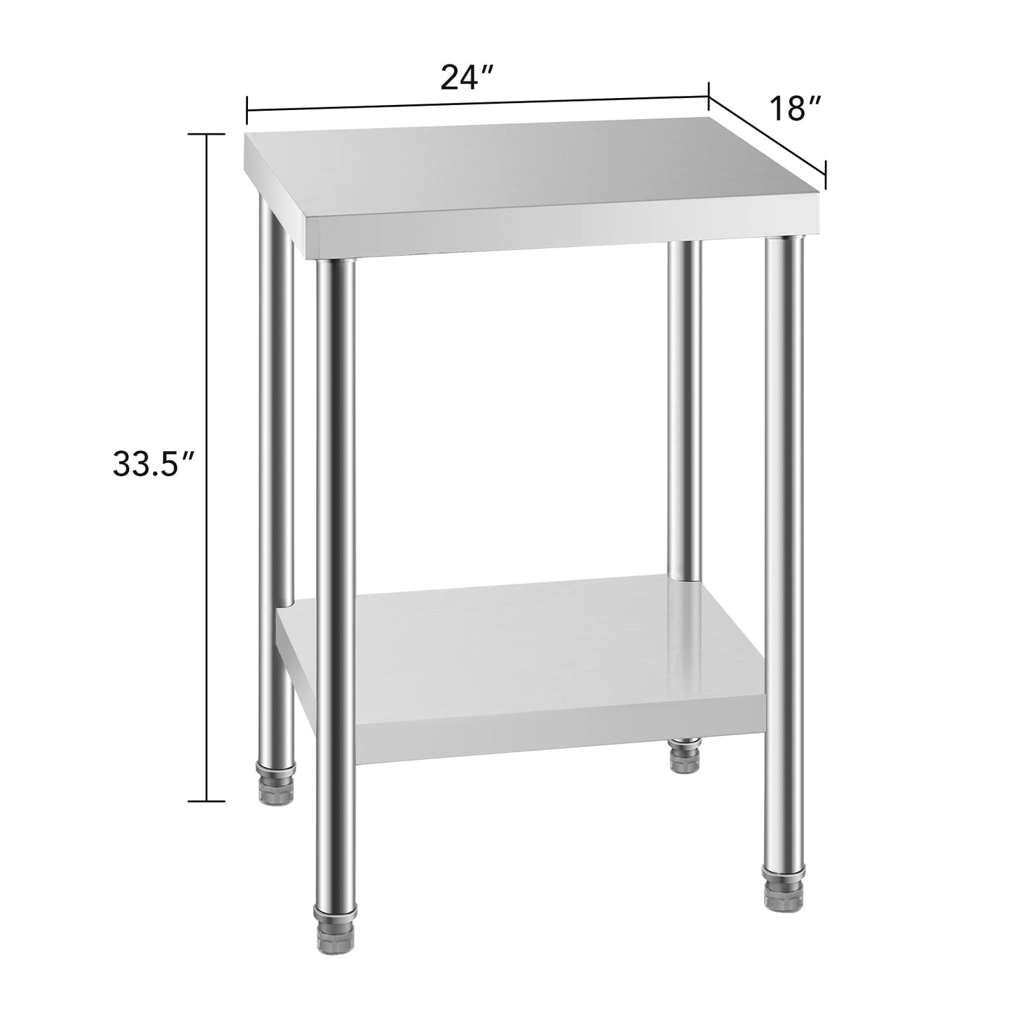 HXCFYP Stainless Steel Table for Prep & Work 24 x 18 Inches, NSF Commercial Heavy Duty Food Prep Worktable with Undershelf for Restaurant, Home and Hotel Christmas Preparation Table - WoodArtSupply