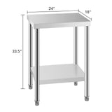 HXCFYP Stainless Steel Table for Prep & Work 24 x 18 Inches, NSF Commercial Heavy Duty Food Prep Worktable with Undershelf for Restaurant, Home and Hotel Christmas Preparation Table HXCFYP