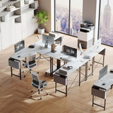 DUMOS L Shaped Desk Computer Gaming Corner Table 50 Inch Home Office Writing Student Work PC Workstation with Side Storage Bag CPU Stand for Bedroom Small Spaces DUMOS