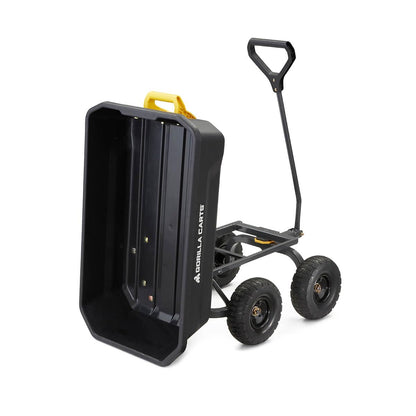 Gorilla Carts 4GCG-NF Poly Dump Cart, 600-Pound Capacity with No-Flat Tires, 4 Cubic Feet, Amazon Exclusive