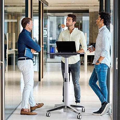 Ergotron – LearnFit Mobile Standing Desk, Adjustable Height Small Rolling Laptop Computer Sit Stand Desk with Wheels for Classroom, Office, Medical or Home Use – Adjusts from 33 to 49 Inches – Grey Ergotron