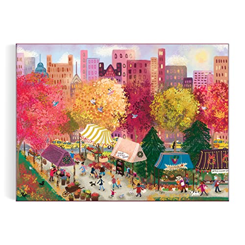 Galison Autumn at The City Market – 1000 Piece Puzzle Fun and Challenging Activity with Bright and Bold Artwork of A Fall Day at A Farmer’s Market for Adults and Families Galison
