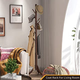 Coatrack 8 Standing Bamboo Coat Rack Hat Hanger 8 Hook for Jacket, Purse, Scarf Rack, Umbrella Tree Stand (Brown) Furshus