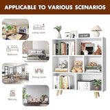 Shintenchi Wooden 7 Cube Bookshelf, 3 Tier Bookcase with Legs, Modern Open Storage Organizer Shelf,Display Cabinet Shelf Free Standing Bookshelves for Bedroom,Living Room,Office,White Shintenchi