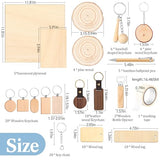 Briwooody 100 Pcs Laser Material Kit Engraving Blanks Wooden Keychains Blanks Set Laser Cutting Materials Unfinished Wooden Engraving Key Tag Ring for DIY Gifts Crafting Cutters Briwooody