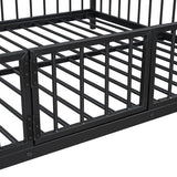 Harper & Bright Designs Full Over Full Metal Bunk Bed with Slide, Heavy Duty Bunk Bed with Small Door, Fence and Ladder for Girls Boys, Black Harper & Bright Designs