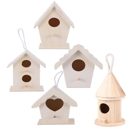 EXCEART 5 pcs Unfinished Birdhouse Kits Kids Adults Creative Bird Nest Garden Decoration Home Adornment Bird Houses Outside Color EXCEART