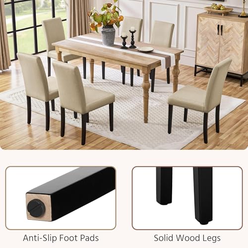 Yaheetech Dining Chairs Set of 2 Fabric Upholstered Parson Kitchen Chairs with Padded Seat and Solid Wood Legs for Dining Room/Restaurant, Khaki Yaheetech