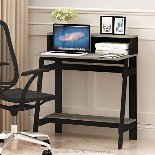 Furinno Simplistic A Frame Computer Desk, Black/French Oak Grey - WoodArtSupply