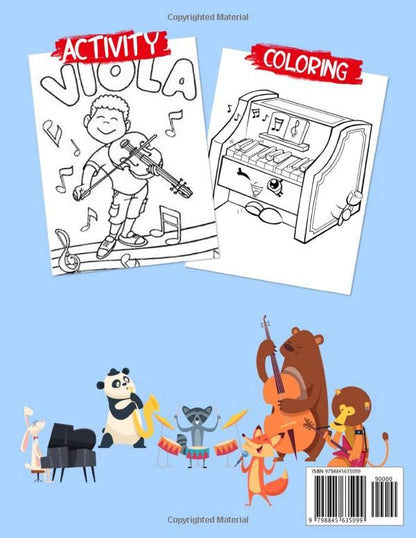 Musical Instrument Activity Coloring Book For Kids: Activity Book Of Musical Instrument With Amazing Brain Games: Maze, Word Search, Puzzle, etc. To Stimulate IQ And EQ For Kids