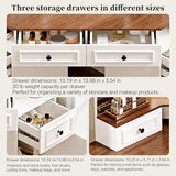 GRUTEUNIT Corner Vanity Desk with Mirror and Lights,Makeup Vanities with Power Outlet and 6 Drawers, 3 Light Settings, Dimmable for Women Girls, Bedroom, White GRUTEUNIT