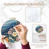 HINITOYOU Embroidery Kit, Seaside Flower Cross Stitch Kits Embroidery Starter Kit Needlepoint Kits for Adults with Stamped Pattern, Bamboo Hoops, Scissors, Needles Instructions