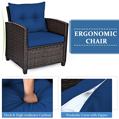 3 PCS Patio Furniture Set, OneSize, Navy WoodArtSupply