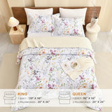 Sanracie 100% Cotton Quilt King Bedding Set(110"x98")-Floral Quilted Bedspreads Set,3pcs Yellow Wild Flower Botanical Printed Pattern Quilt Bedding Coverlet Summer Soft Lightweight Aesthetic Bedding Sanracie