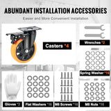 VEVOR Caster Wheels, 5-inch Swivel Plate Casters, Set of 4, with Security A/B Locking No Noise PVC Wheels, Heavy Duty 1800 lbs Load Capacity, Non-Marking Wheels for Cart Furniture Workbench VEVOR