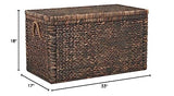 Click365 Storage Trunk, Farmhouse Style, Extra Large (33”), Deep, Woven Wicker Chest With Metal Frame, 2 Handles, Flip Top Lid and Stay Open Safety Hinges, Sustainable Eco Material, Rustic Brown ClickDecor