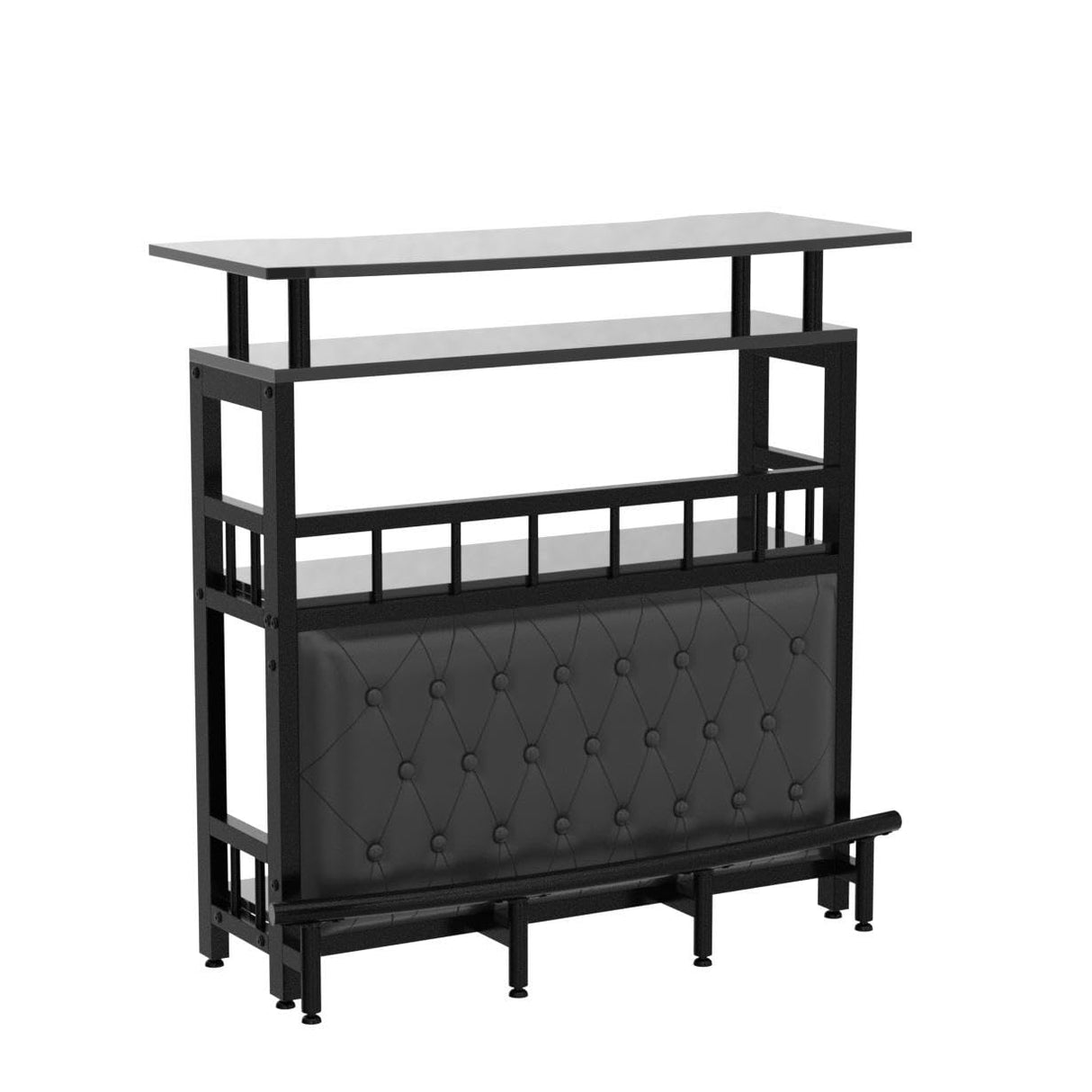 Tribesigns Home Bar Unit for Liquor, 44-Inch Bar Height Table with Storage, Black Entertainment Pub Table, Mini Bar Carts Upholstered&Metal Front Footrest for Kitchen, Balcony, Basement Tribesigns