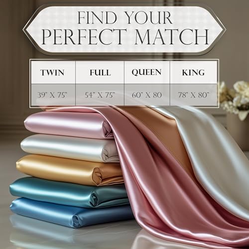 DECOLURE Satin Fitted Sheet Full Size (1 PC) – Luxuriously Smooth & Softer Than Silk Bed Sheets w/ 15 Inch Deep Pocket Hypoallergenic Wrinkle Free, Secure Snug Fit, Elastic Corner Straps (Black) DECOLURE