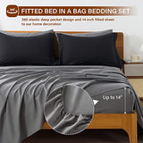 Cosybay Bed in a Bag Full Reversible Comforter Sets 7pcs All Season Down Alternative Bedding Sets Black and Grey with Comforter, Pillow Shams, Flat Sheet, Fitted Sheet and Pillowcase Cosybay