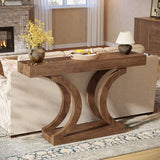 Tribesigns 43.31-Inch Farmhouse Console Table for Entryway, Unique Narrow Sofa Table Behind The Couch with Curved Legs for Living Room, Hallway, Foyer, Entrance, Rustic Brown Tribesigns